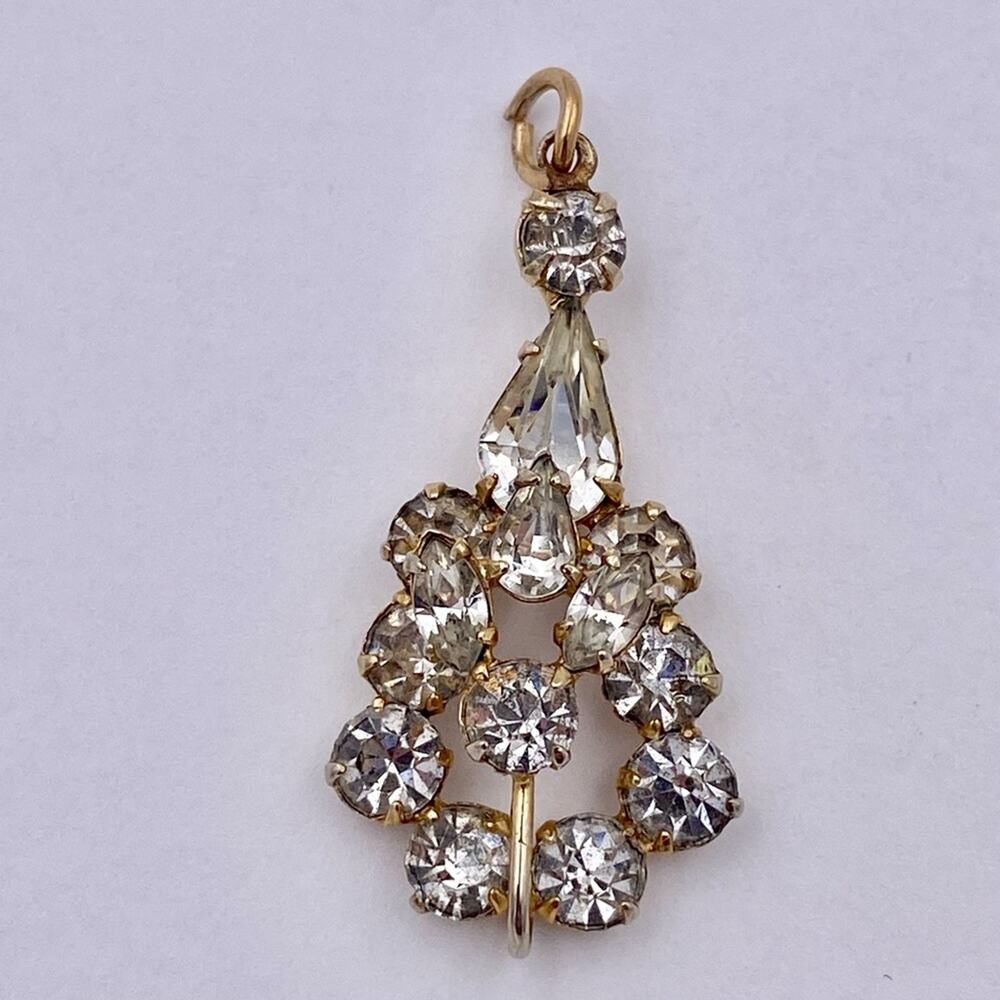 Mid Century Fancy Rhinestone Drop Pendant